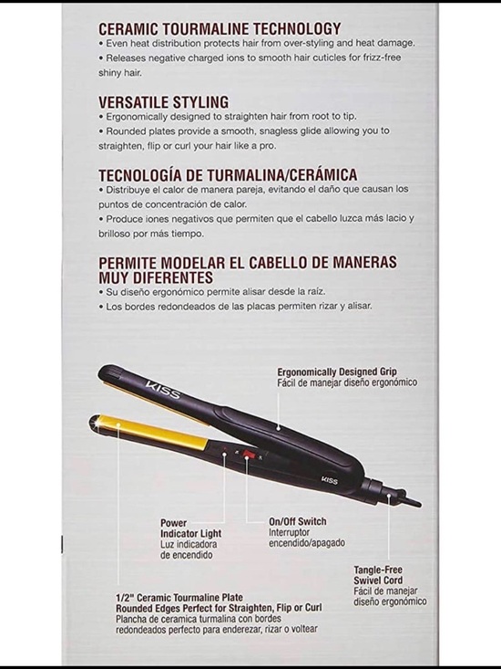 Kiss Other - Kiss Black & Yellow Ceramic Tourmaline Hair Straightener